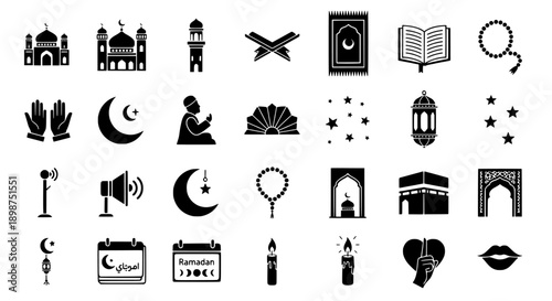 Comprehensive Islamic and Ramadan Celebration Icon Collection Essential Religious Symbols Set
