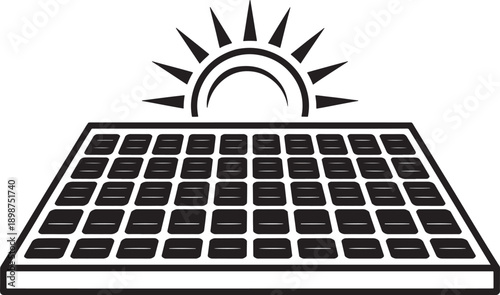 Solar panel with sun symbol renewable energy ecology sustainability
