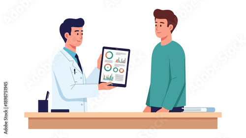 Medical Consultation: A healthcare professional presents diagnostic information to a patient, fostering a sense of understanding and trust, vital in today's healthcare arena.