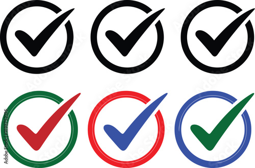 Colorful check marks in circles representing approval and confirmation