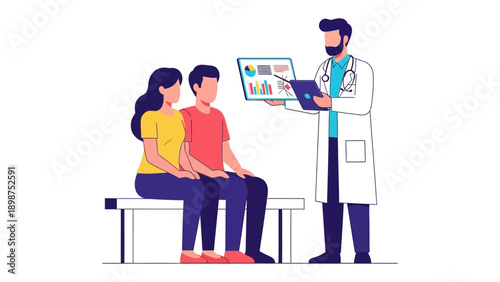 Healthcare Consultation: A medical professional engages in a consultation with a couple, offering expert advice and guidance on their health and well-being.