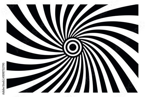 Line art illustration of a hypnotic spiral depicting an optical illusion for a creative design