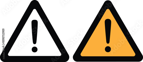 Two distinct warning signs with exclamation marks in different colored background