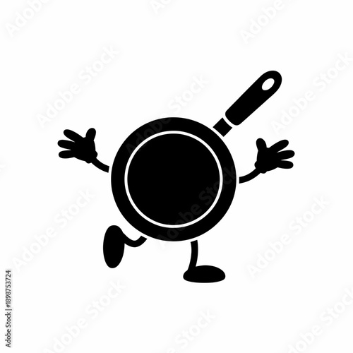 A playful magnifying glass character with arms and legs appearing to dance isolated on white background, Vector, illustration