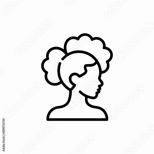 Minimalist line drawing of a person with curly hair facing slightly to the side isolated on white background, Vector, illustration