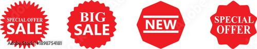 Sale stickers and promotional labels for advertising. Discount price tags for retail marketing, Tag new set, New label and tag.15%, 20%, 25%, 35%, 45%, 60%, 70%, 75% sale icon.	