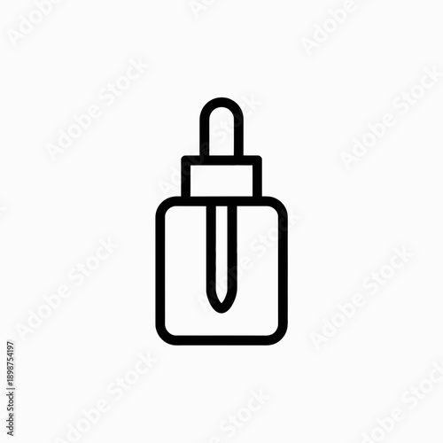 Minimalist illustration of a dropper bottle with a nozzle tip isolated on white background, Vector, illustration