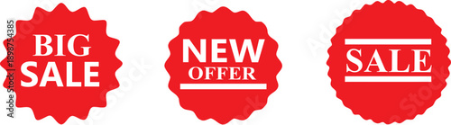 Sale stickers and promotional labels for advertising. Discount price tags for retail marketing, Tag new set, New label and tag.15%, 20%, 25%, 35%, 45%, 60%, 70%, 75% sale icon.	