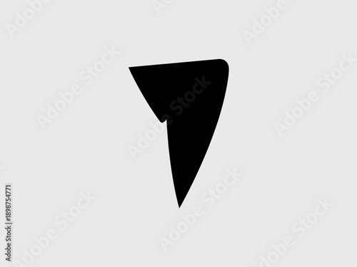 A stylized black geometric logo resembling an abstract arrowhead shape. isolated on white background, Vector, illustration
