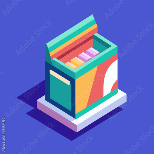 Open Snack Box Packaging Flat Vector Illustration