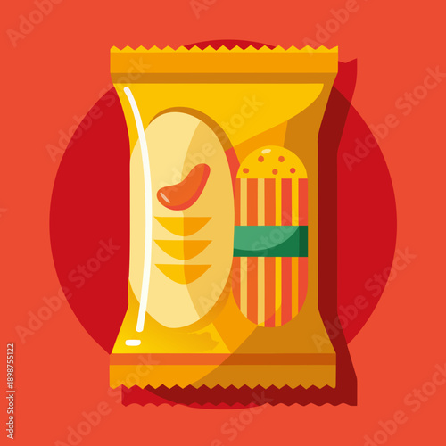 Chips Packet Flat Illustration Snack Food Packaging