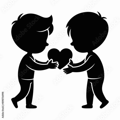 LGBTQ+ love icon, same-sex couple silhouette