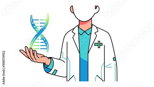 The Code of Life: A medical professional presents a double helix of DNA, symbolizing the essence of life and the wonders of scientific exploration.