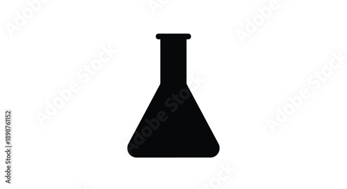 Simple black silhouette of an erlenmeyer flask on a white background