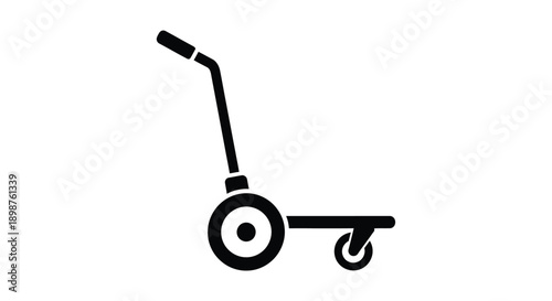 Simple black silhouette of a classic kick scooter with a single wheel