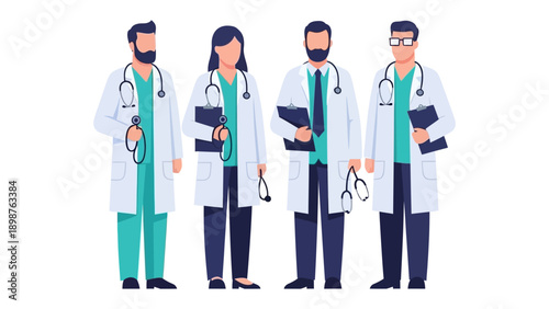 Team of Medical Professionals: A united and dedicated team of medical practitioners stands confidently, embodying health, care, and expertise. The image resonates with trust and reliability.