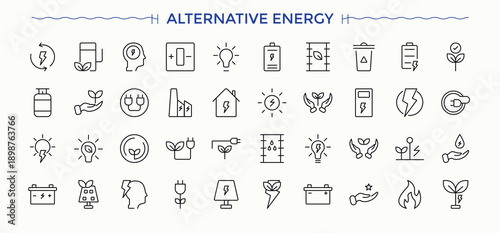 Energy icon set. Minimal icons pack. Power icon. Featuring battery, batteries, electrical, batterie, recharge and more.