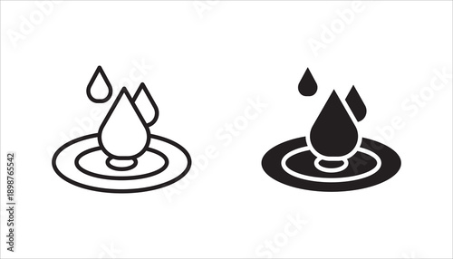 Skin hydration line outline icon set, on white background, eps 10.