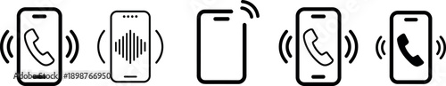Mobile phone icons ringing sound alert notification symbols