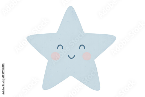 Cute happy blue star cartoon smiling face