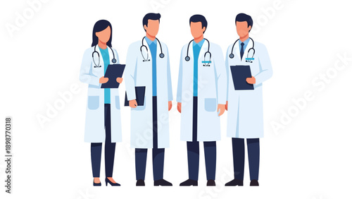 Medical Professionals Standing: A group of dedicated doctors and medical professionals stands united, exuding confidence and expertise in a representation of healthcare excellence.