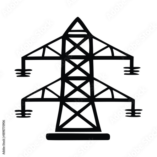 High Voltage Electric Transmission Pylon Tower Icon Symbol