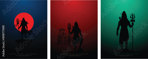 Maha Shivaratri Poster With Lord Shiva Silhouette