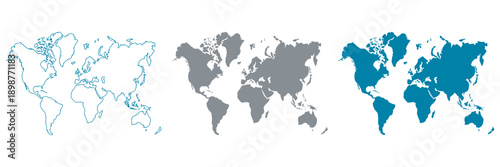 Map world vector, country earth globe minimalist flat geography continents borders global cartography, infographic, education, navigation, presentation, template, illustration, design