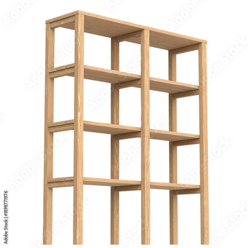 3D rendering illustration of a wooden storage shelf