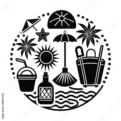Summer set of web icons in line style. Summer vacation icons for web and mobile app. Travel, beach, tourism, summer holidays, hotel, relax, beach, luggage, passport, sunglasses. Vector illustration
