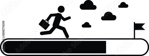 Businessman rushing to success with briefcase in hand