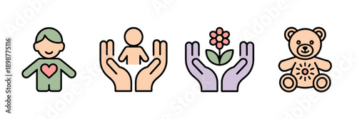 Inner child healing icons on white background - Ideal for wellness apps