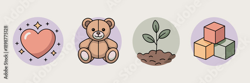 Soft pastel emotional healing icons - Perfect for self-care branding