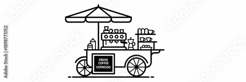 Minimalist coffee cart illustration – Great for cafe signage.
