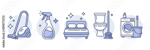 Professional housekeeping icon set – Ideal for cleaning brands.