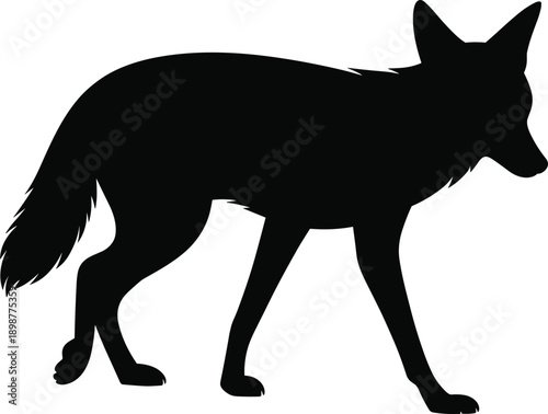 Black silhouette of a walking wolf animal