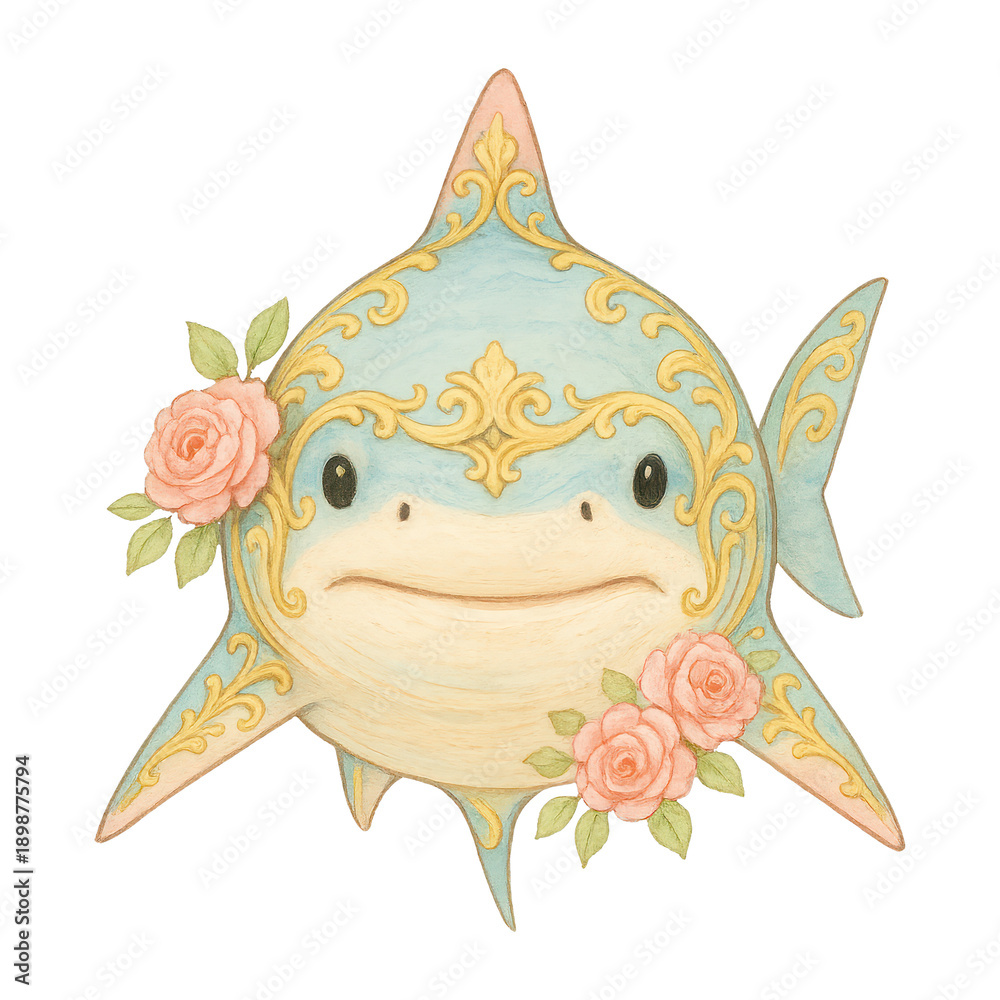 Fototapeta premium PNG Whimsical ornate shark illustration