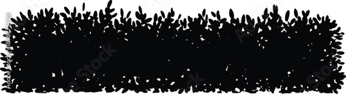Black silhouette of dense foliage on white background leaves