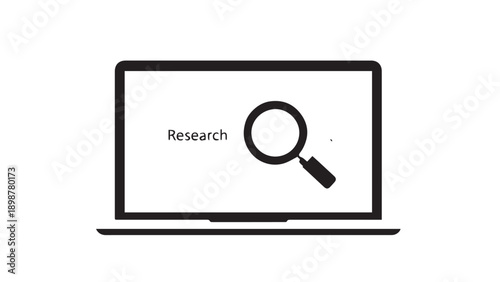 Online research and investigation concept shown on a laptop screen with a magnifying glass.