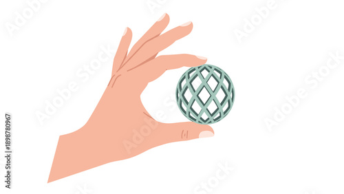 Hand holding decorative sphere - minimal flat design