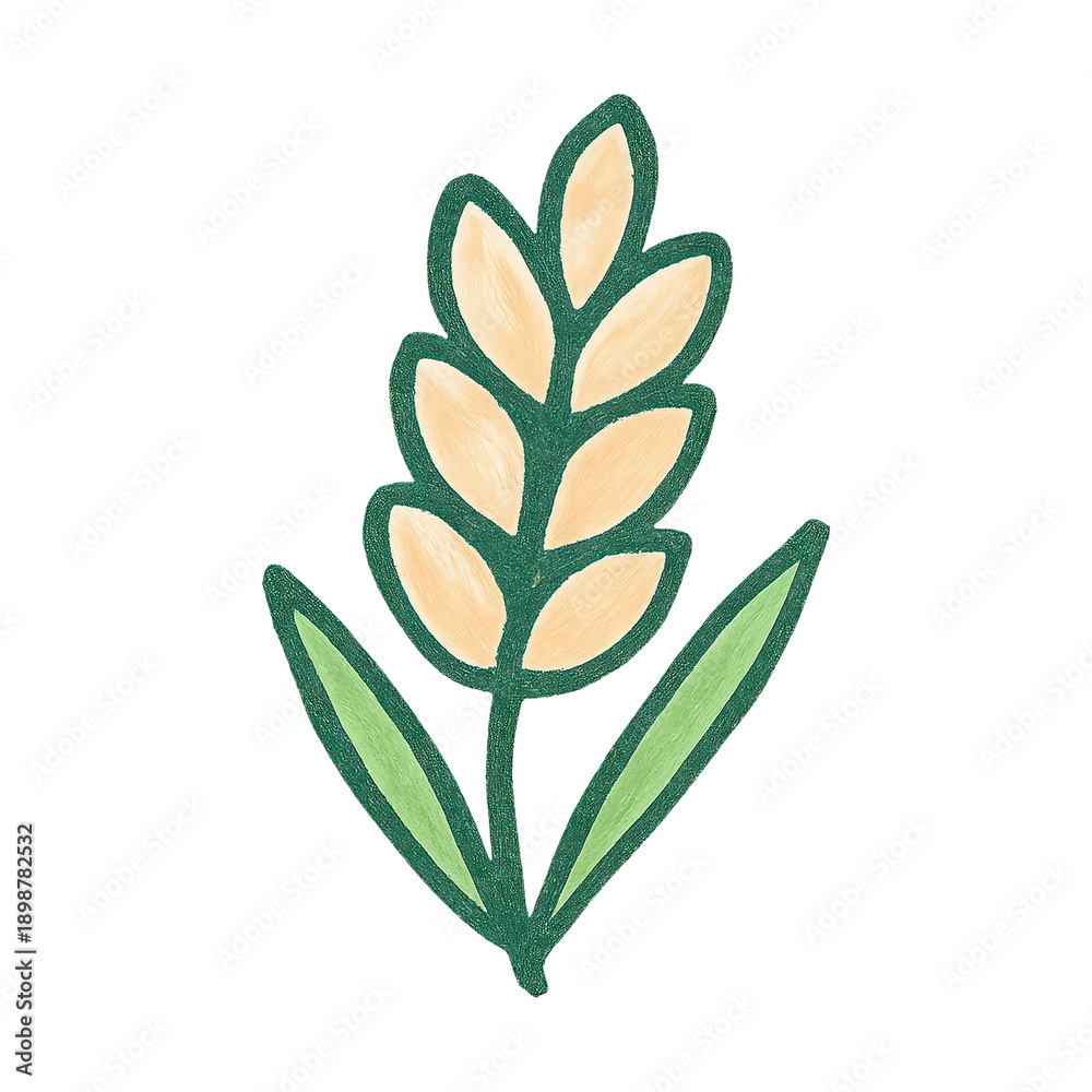 Naklejka premium PNG Hand-drawn wheat plant illustration.
