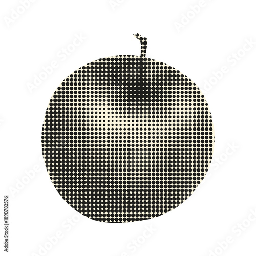 Collage halftone apple fruit retro sticker isolated on white background. Vector minimalistic magazine junk journal 