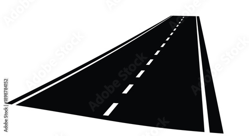 A simplified black and white illustration of a road receding into the distance