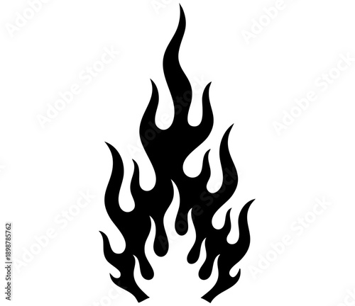 Black tribal flame graphic vector illustration perfect for hot rod decals or custom apparel designs