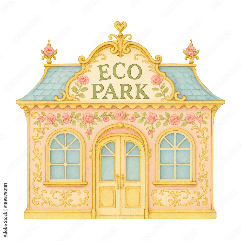 Fototapeta premium PNG Charming vintage eco park illustration.