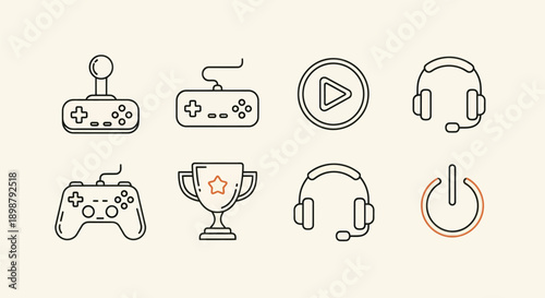 Gaming icons controller headset play button