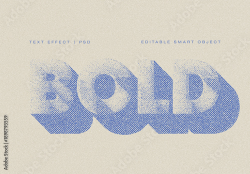 Bold 3D Grainy Halftone Text Effect