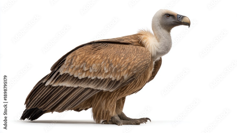 Obraz premium Griffon vulture gyps fulvus in front of white background on white background 