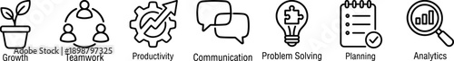 customer support and communication line icon set with service chat settings phone assistance and quality symbols in clean black and white outline style