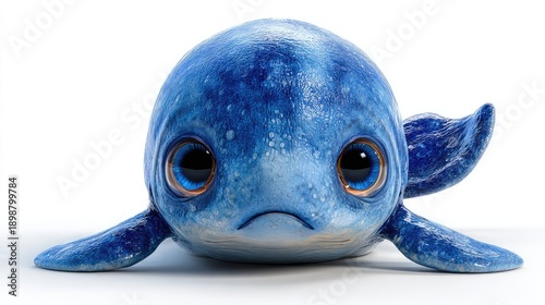 Cute blue whale, plush toy, stuffed animal, soft texture isolated on White Background